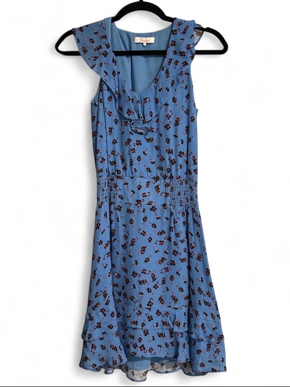 Parker Blue Floral Ruffle Dress